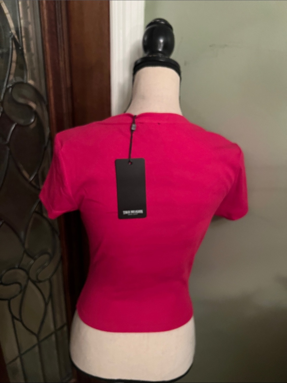 True Religion Red Short-Sleeve Logo Notch-Neck Tee - Picture 8 of 13